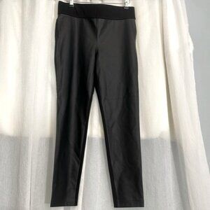 Club Monaco Womens Black Fau Leather Front Spande Back